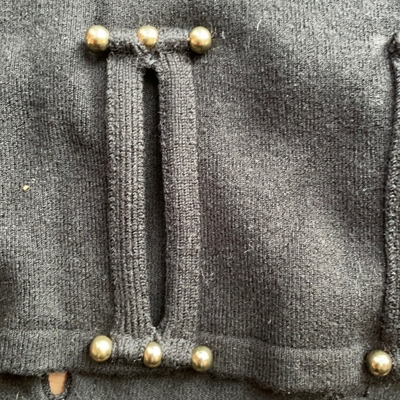 Etincelle Couture Black Knit Skirt w Studs and Slit Cutouts Vintage - Picture 3 of 5